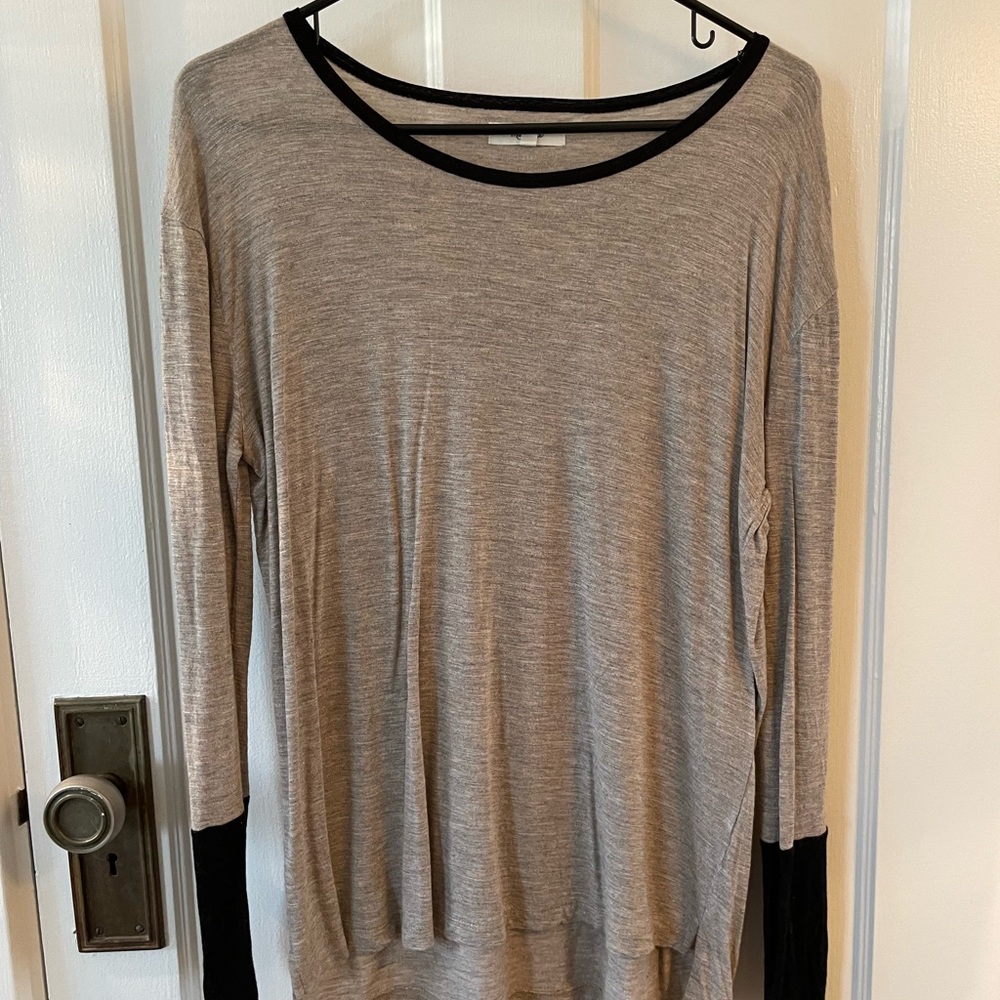 Heather gray/tan Black Women's Top